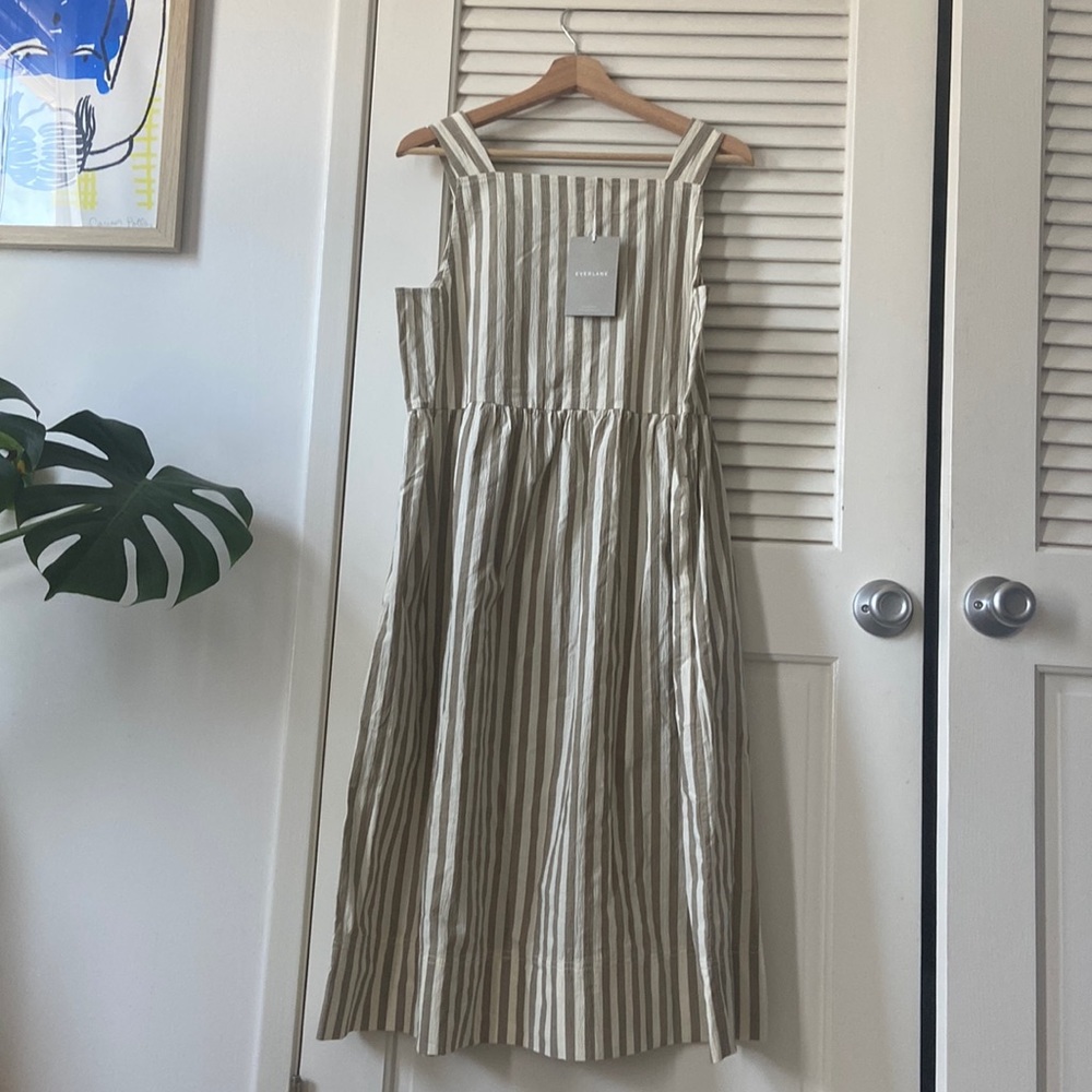 Everlane 100% organic Cotten midi dress, striped